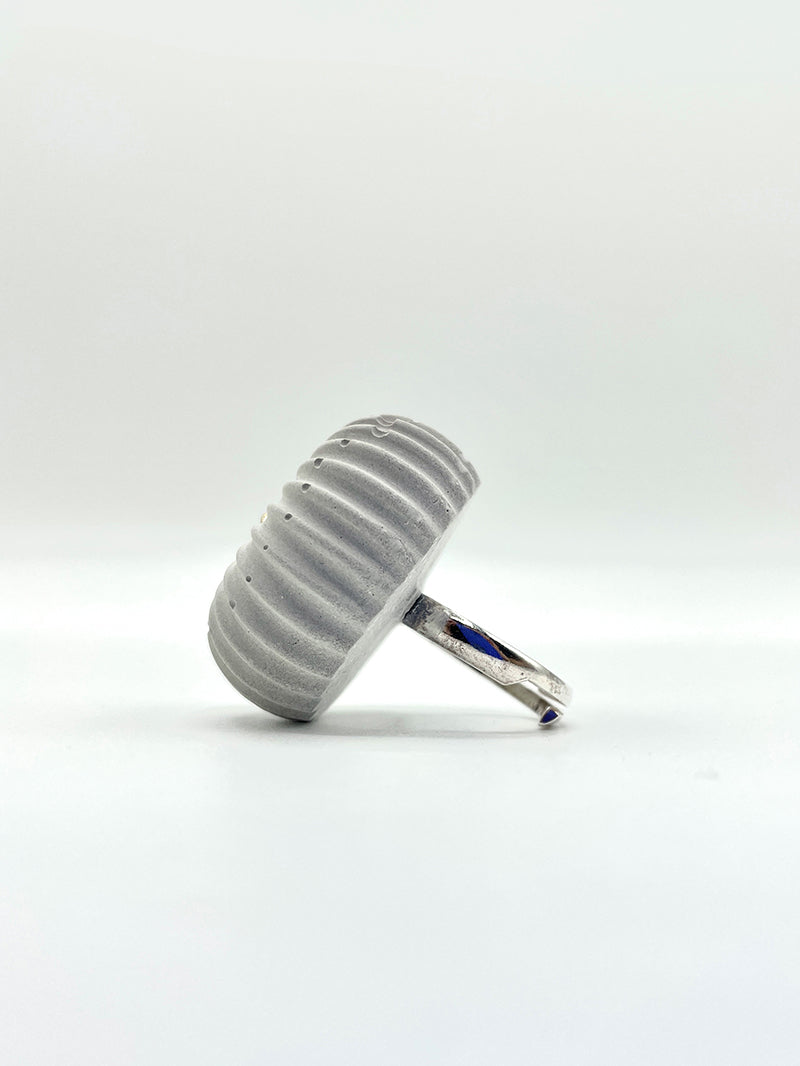 Artisanal ring silver bronze cement gray