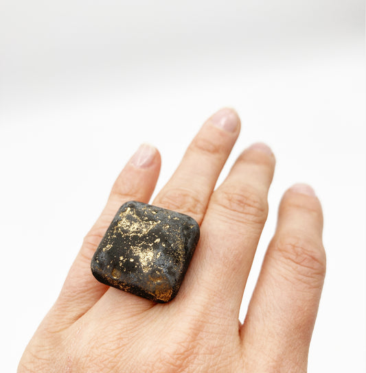 Cement Gem Moon Ring