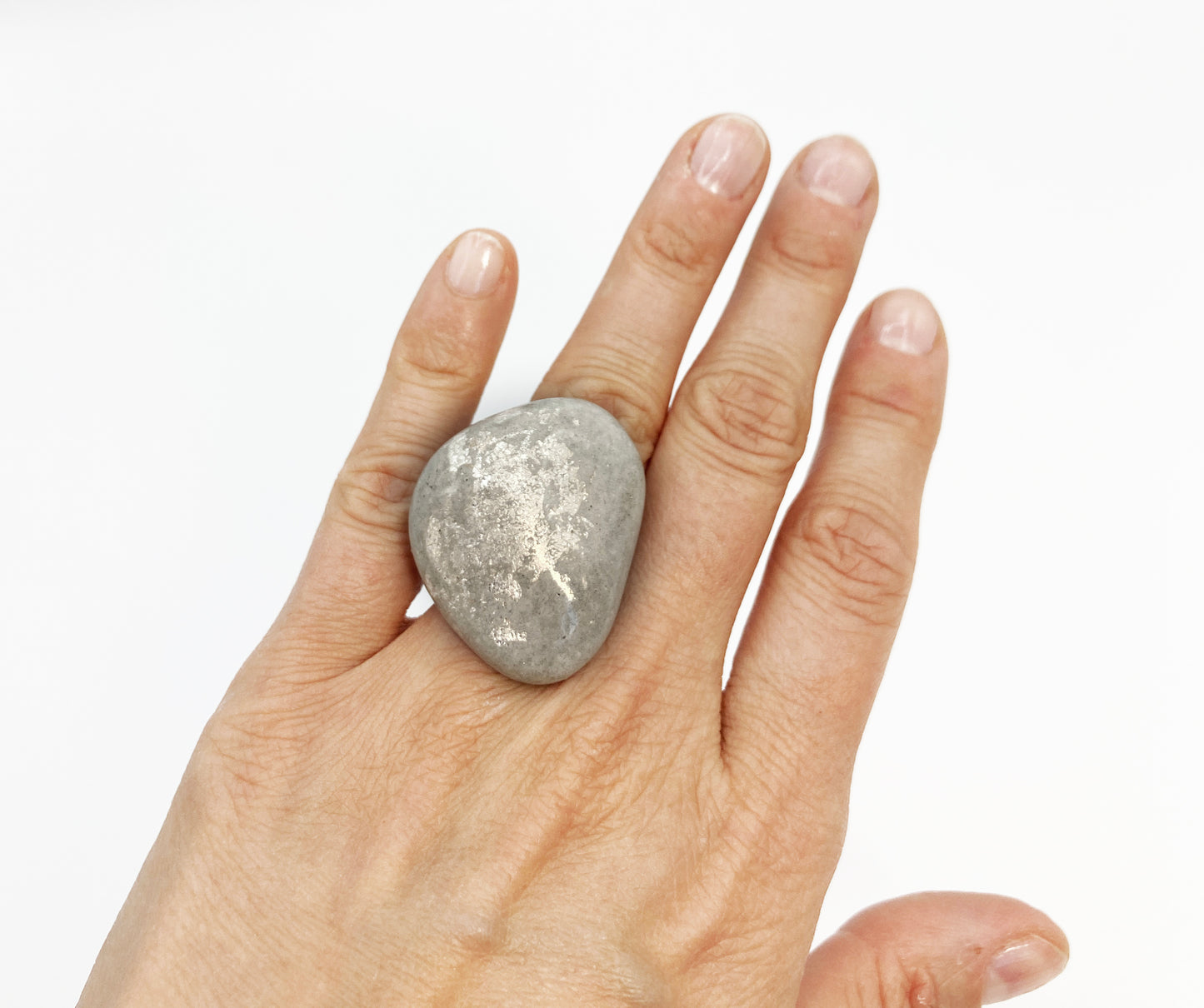 Cement Drop Silver Ring