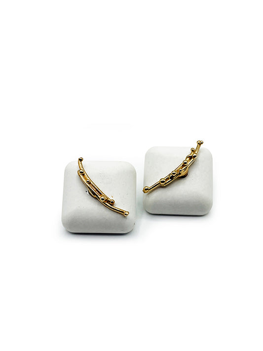 Concrete Gem Earrings White