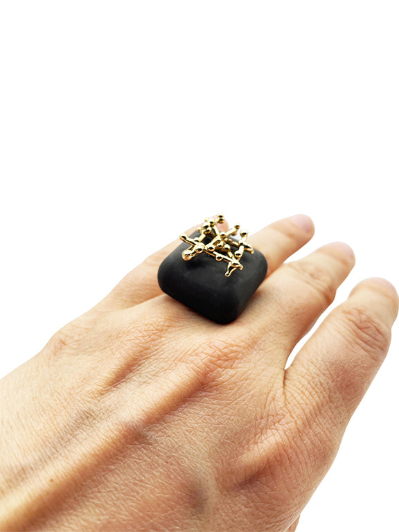 Cement Gem Lace Ring