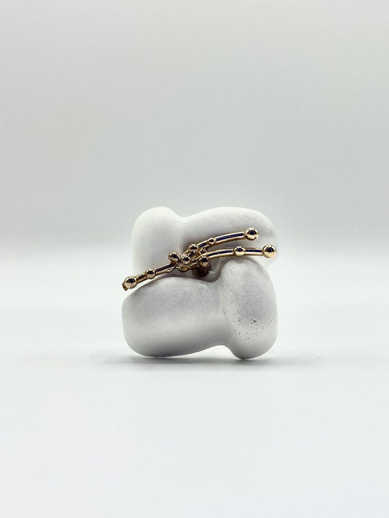 Artisanal ring silver bronze cement white