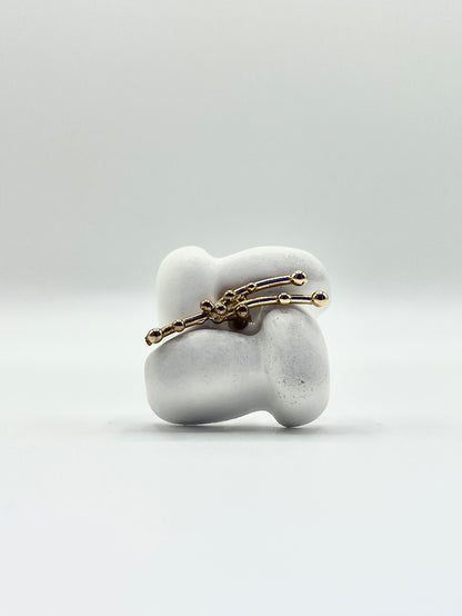 Artisanal ring silver bronze cement white