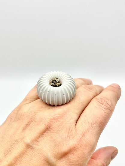 Artisanal ring silver bronze cement gray