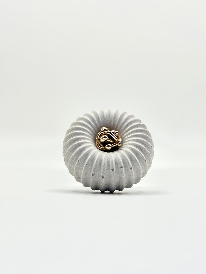 Artisanal ring silver bronze cement gray