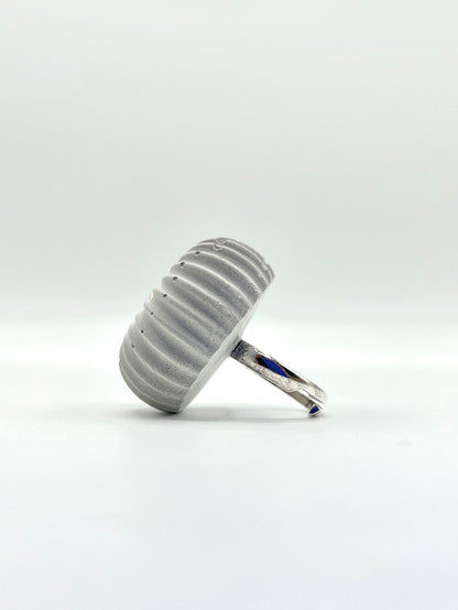 Artisanal ring silver bronze cement gray