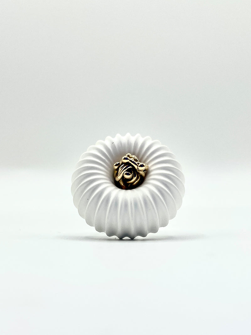 Artisanal ring silver bronze cement white