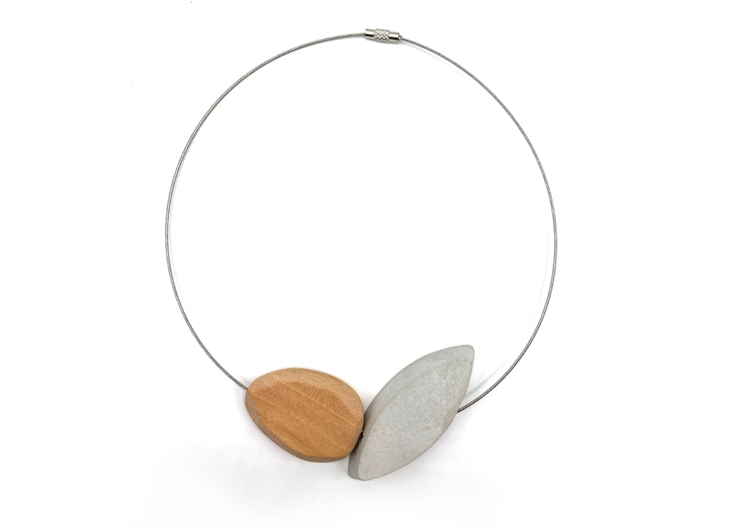 Wood and Cement Petal Necklace