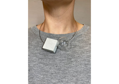 Square Cement and Glass Sphere