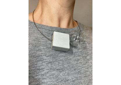 Square Cement and Glass Sphere